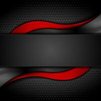 Red and black abstract glossy waves on perforated background vector