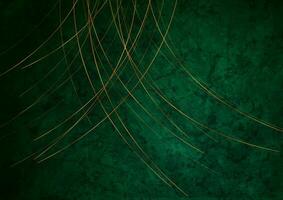 Golden minimal lines on dark green grunge abstract background vector