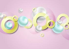 Abstract colorful pastel background with glossy 3d balls vector