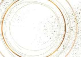 Golden minimal round lines and shiny dust particles abstract background vector