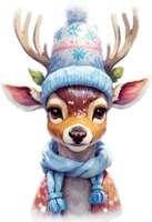 deer Animals in winter attire, Winter animal clothing, Cute animal sweaters, ai generative png