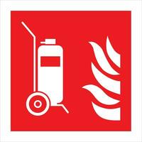 ISO 7010 Registered safety signs Fire equipment fire action signs Wheeled fire extinguisher vector