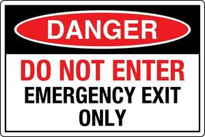 OSHA standards symbols registered workplace safety sign danger caution warning DO NOT ENTER EMERGENCY EXIT ONLY vector