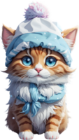 cat Animals in winter attire, Winter animal clothing, Cute animal sweaters, ai generative png