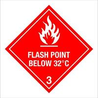 Class 3 Hazardous HAZMAT Material Label IATA Transportation FLASH POINT BELOW 32C vector