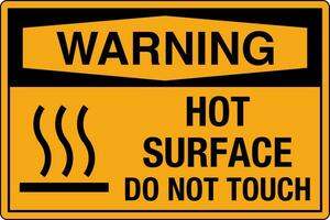 OSHA standards symbols registered workplace safety sign danger caution warning HOT SURFACE DO NOT TOUCH vector