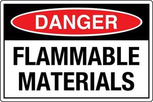 OSHA standards symbols registered workplace safety sign danger caution warning FLAMMABLE MATERIALS vector