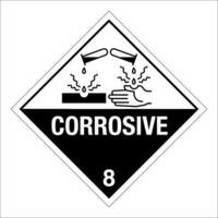 Class 8 Hazardous HAZMAT Material Label IATA Transportation Corrosive vector