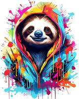 A Closeup Sloths in the Enchanted Woods animal Vector illustration Art background photo