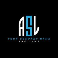 ASL letter logo creative design with vector graphic, Abc simple and modern logo design. Pro Vector