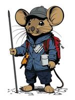 Little mouse character having an adventure on a white background vector