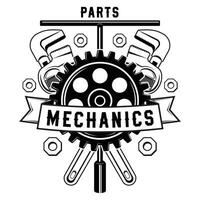 Set of vintage monochrome car repair service templates of emblems, labels, badges and logos. Auto parts tire repair mechanic on duty. vector