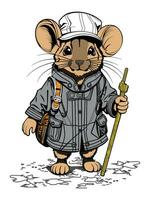 Little mouse character having an adventure on a white background vector