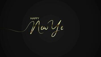 Happy New Year animation with gold handwritten script on isolated background video