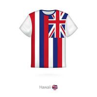 T-shirt design with flag of Hawaii U.S. state. vector