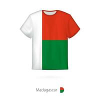 T-shirt design with flag of Madagascar. vector