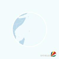 Map icon of Seychelles. Blue map of East Africa with highlighted Seychelles in red color. vector