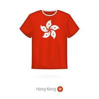 T-shirt design with flag of Hong Kong vector