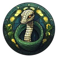A Closeup Snake Stained Glass window animal Vector illustration Art background photo
