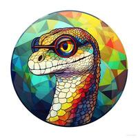 A Closeup Snake Stained Glass window animal Vector illustration Art background photo