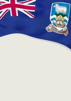 Leaflet design with flag of Falkland Islands. Vector template.