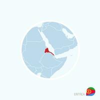 Map icon of Eritrea. Blue map of Africa with highlighted Eritrea in red color. vector