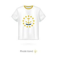 T-shirt design with flag of Rhode Island U.S. state. vector