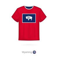 T-shirt design with flag of Wyoming U.S. state. vector