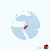 Map icon of Jordan. Blue map of Middle East with highlighted Jordan in red color. vector