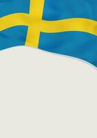 Leaflet design with flag of Sweden. Vector template.