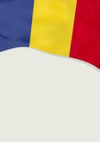 Leaflet design with flag of Romania. Vector template.