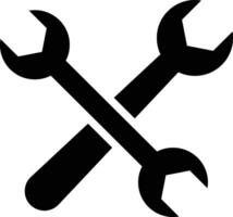 Cross wrench tool icon. screw wrench Black flat. Repair service symbol vector