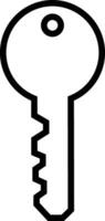 Key icon symbol line style. Door or house key to unlock lock. Security system concept represented by outline key sign vector