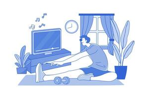 Man Doing Exercise At Home vector