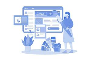 Designers drawing website UX app development. vector