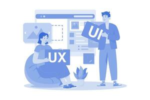 Team of UX UI designer mobile development experience app vector