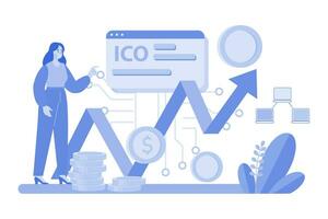 ICO Blockchain Illustration concept on white background vector