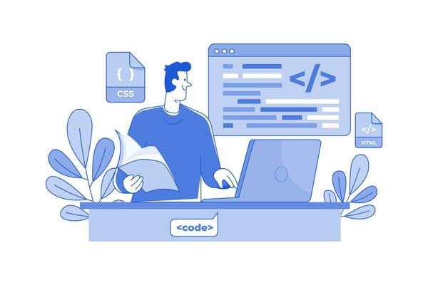 A Young Programmer Coding On The Laptop
