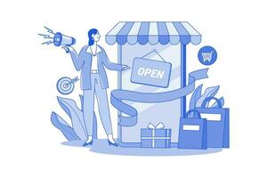 Online Shop Opening Ceremony Illustration concept on white background vector