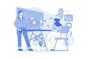 Male And Female Employee Working On Goal vector