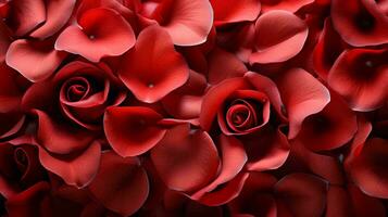 rojo hermosa apasionado Fresco Rosa pétalos, amor romántico San Valentín día flores textura antecedentes foto