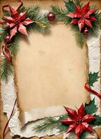 Christmas Vintage Paper Background AI Generative photo