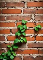 Brick Wall and Vine Texture Background AI Generative photo