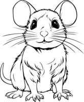 Rat Realistic Animal Vector Illustration Coloring Page