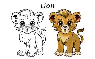 Cute Lion Animal Coloring Book Illustration vector