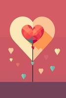 Love Valentines Day Flat Vector Illustration Colorful Greeting Card Design