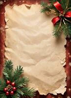 Christmas Vintage Paper Background AI Generative photo