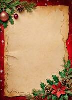 Christmas Vintage Paper Background AI Generative photo