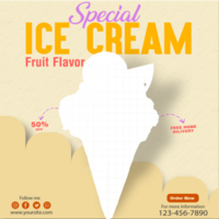 Tasty Ice cream social media post. Ice-cream vector template psd