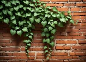 Brick Wall and Vine Texture Background AI Generative photo